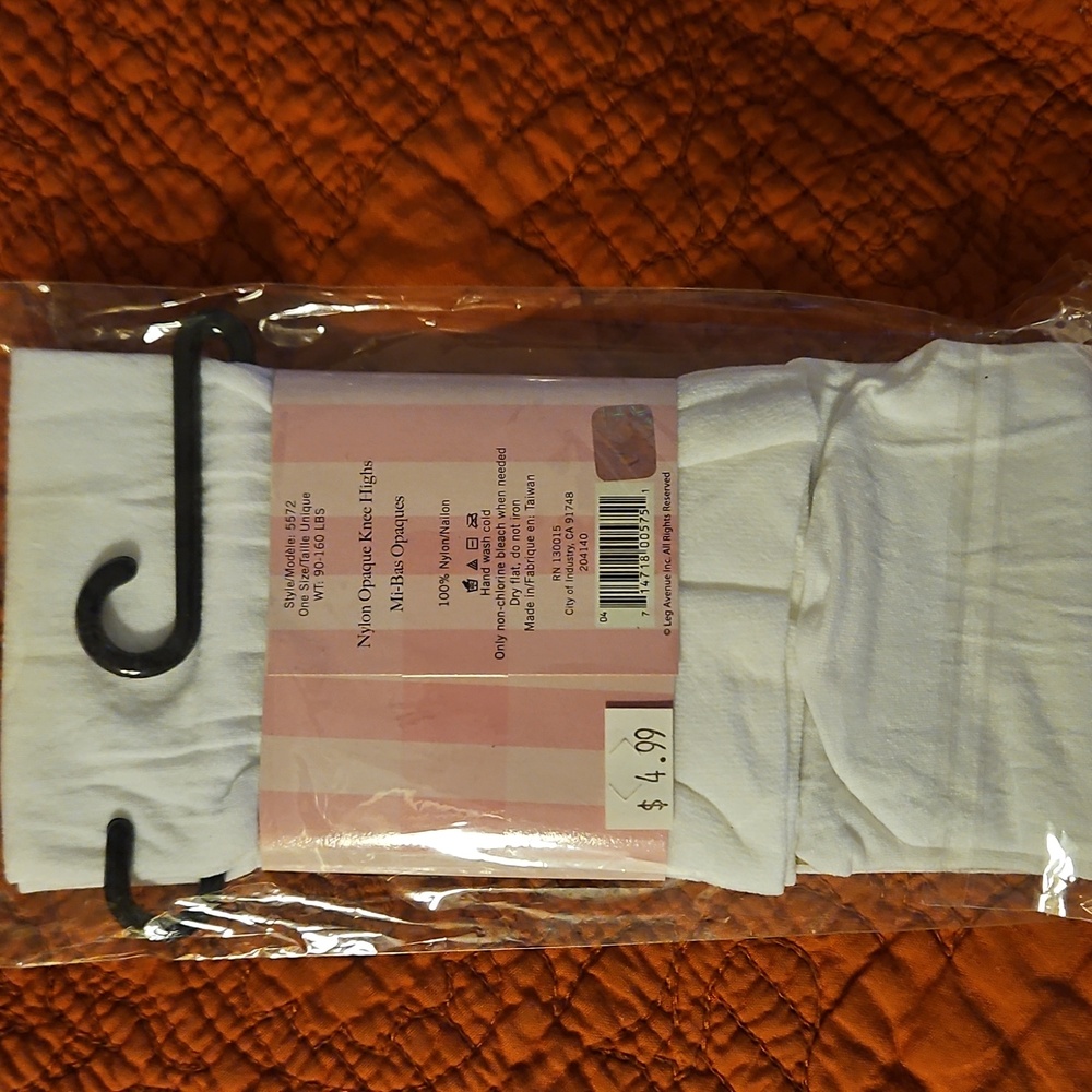 Leg Avenue White Nylon Knee Highs - Picture 2 of 2